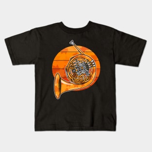 Fall French Horn Hornist Brass Musician Autumn Kids T-Shirt